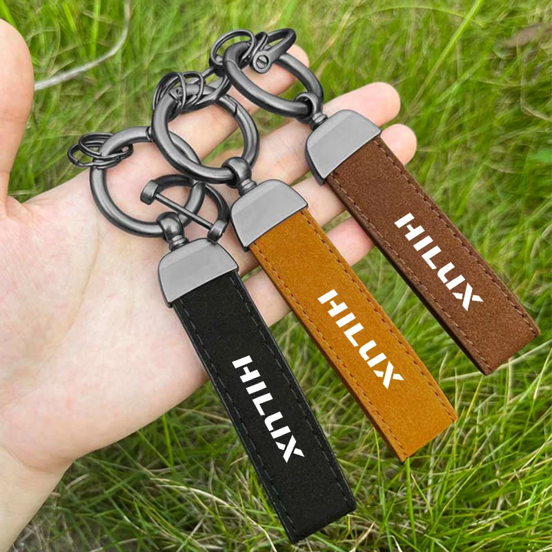 

High-Grade Suede Leather Motorcycle Keychain Holder Key Ring for Toyota Hilux Surf Vigo Revo 2017 2018 Car Styling Accessories