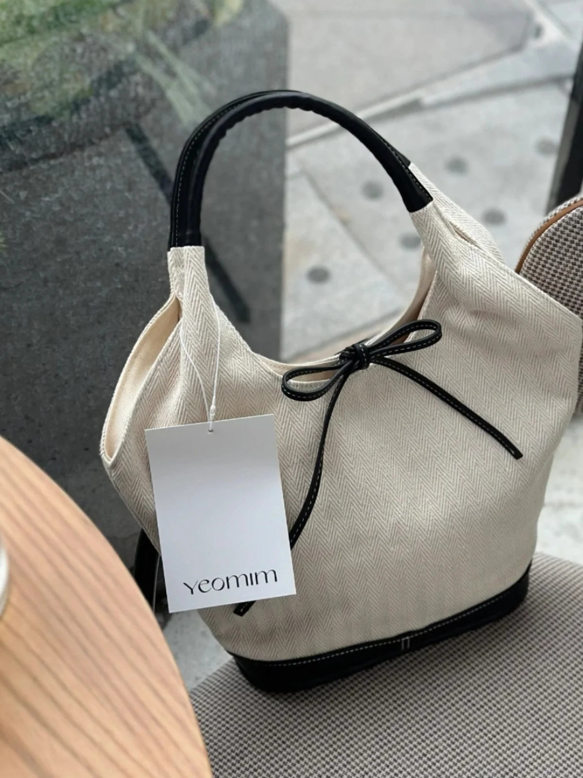 

Большая вместительная холщовая сумка через плечо с узловым декором, ретро-сумка-сундучок, женская сумка-тоут, мягкая повседневная сумка