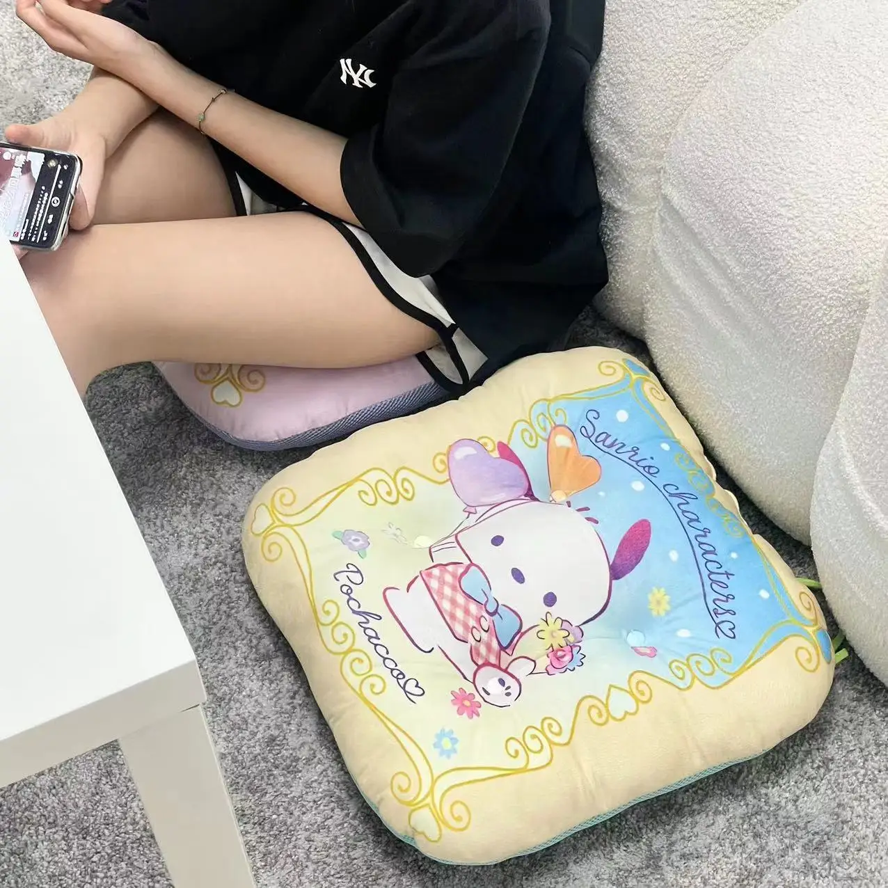 Lovely Sanrio My Melody Plush Seat Cushion Kuromi Pochacco Cinnamoroll Sofa Cushion Hangyodon Back Cushion Home Decor Girl Gift