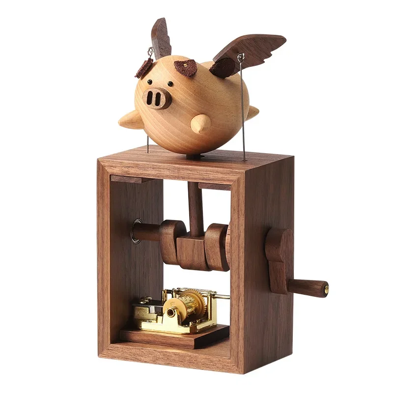 Home Decoration Music Octave Box Flying Pig Creative Wood gift Anniversary Valentine's Day Unique Gifts