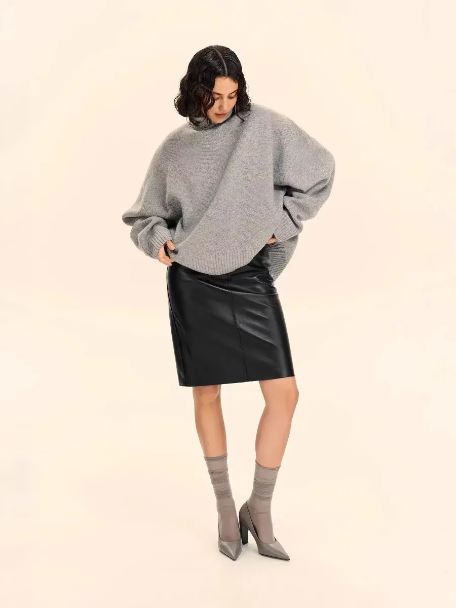 Faionable High Ne Knitted Sweater Warm Thermal Long Sve Top for Autumn Winter Commute Loose Fit  Color