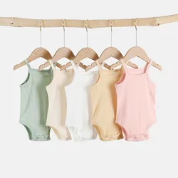 Baby Summer Clothing Newborn Baby Girl Solid Baby Soft Onesie sleeveless Knitted Vest Clothes Baby Cotton Vest Baby Bodysuits