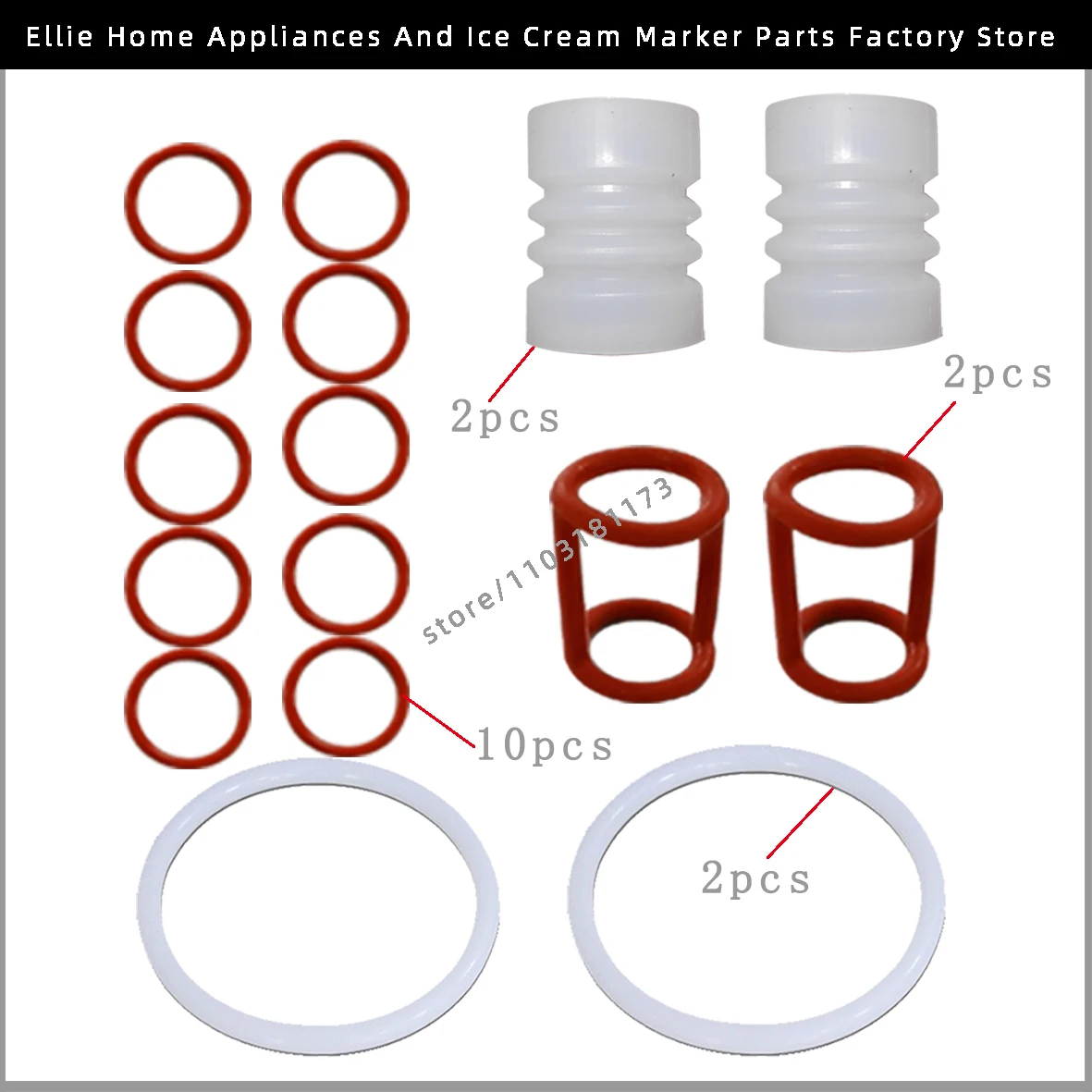 Red And White Color One Bag 16 Pieces Seal Rings Spare Parts Gaskets Rubber O-Rings For BQL Soft Ice Cream Machines