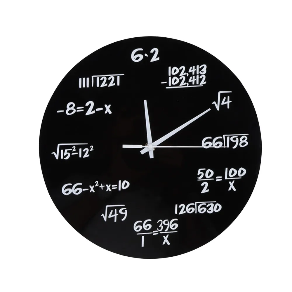 12 Inch Mathematical Wall Clock Black Color Silent Operation 3D Decoration Clock 3D Design Battery Operated Acrylic Wall Clock