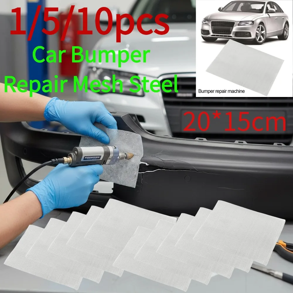 

1-10PCS Steel Bumper Repair Mesh 20*15cm Silver Car Bumper Plastic Welding Repair Net Patch for Bumper Body Kit Hood Vent
