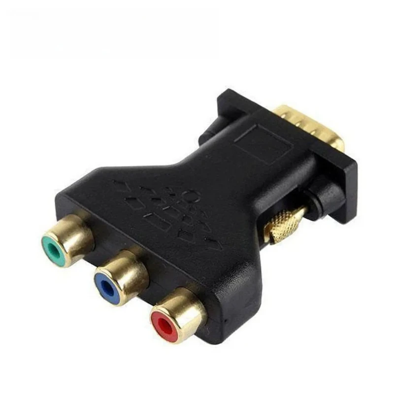 1Pcs 15Pin VGA Male to 3 RCA Female Componet RGB Adapter Connecter Converter