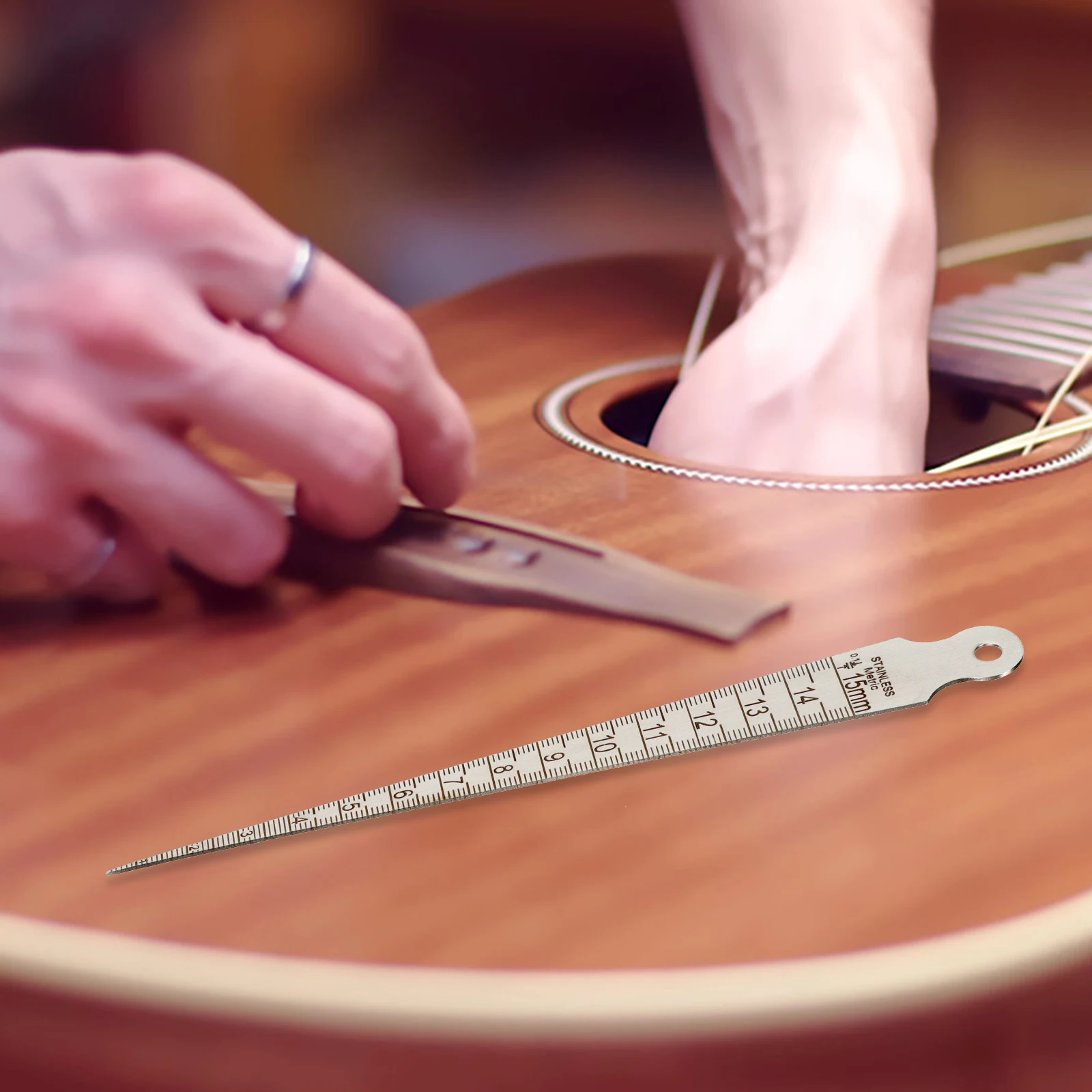 

s Measuring Sturdy Steel Compact Design Easy Storage Guitar Bridge Ruler Luthier Repair Tool Guitar Gaps Measuring Ruler