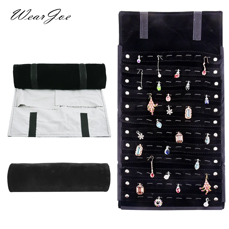 Portable Pendant Jewelry Storage Roll Bag Carrying Case Pouch Superior Velvet Eardrop Charms Pendants Display Holder Organizer