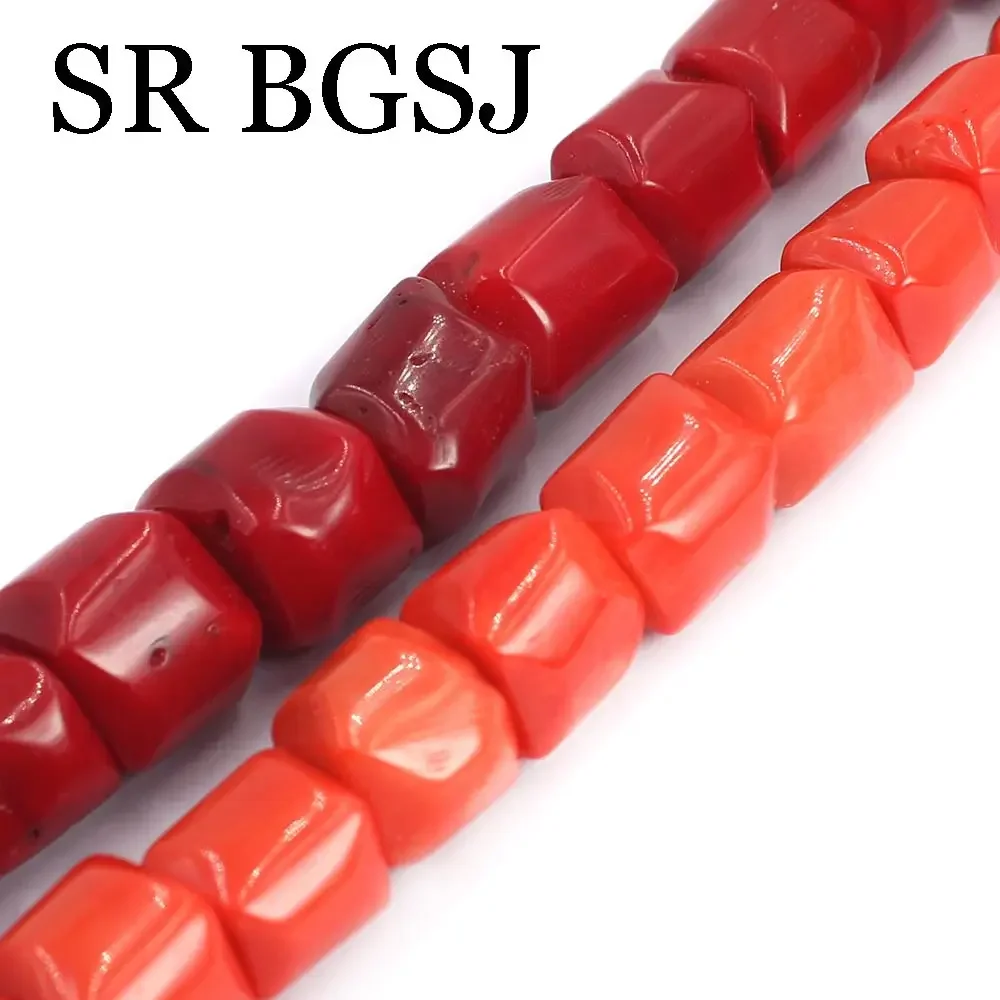 African Jewelry Dubai 10-12mm Red / Orange Column 100% Real Genuine Natural Coral Large Beads Strand 15\
