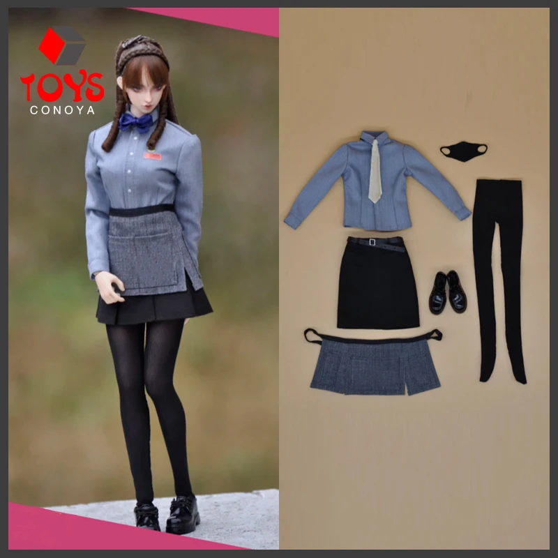 In Stock CUKE TOYS MA-020 1/6 Scale Female Soldier Restaurant Waiter Work Uniform Set Fit 12