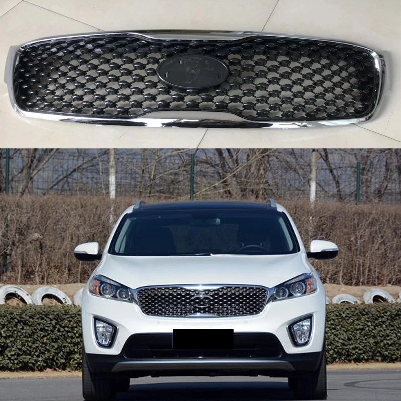 Modified Front Grille For Kia Sorento 2015 2016 2017 2018 Racing Grills Bumper Mask Cover Replacement Mesh Car Grill