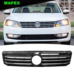 For 2012 2013 2014 2015 Volkswagen VW Passat Black Grille Grill w/ Chrome Tirm