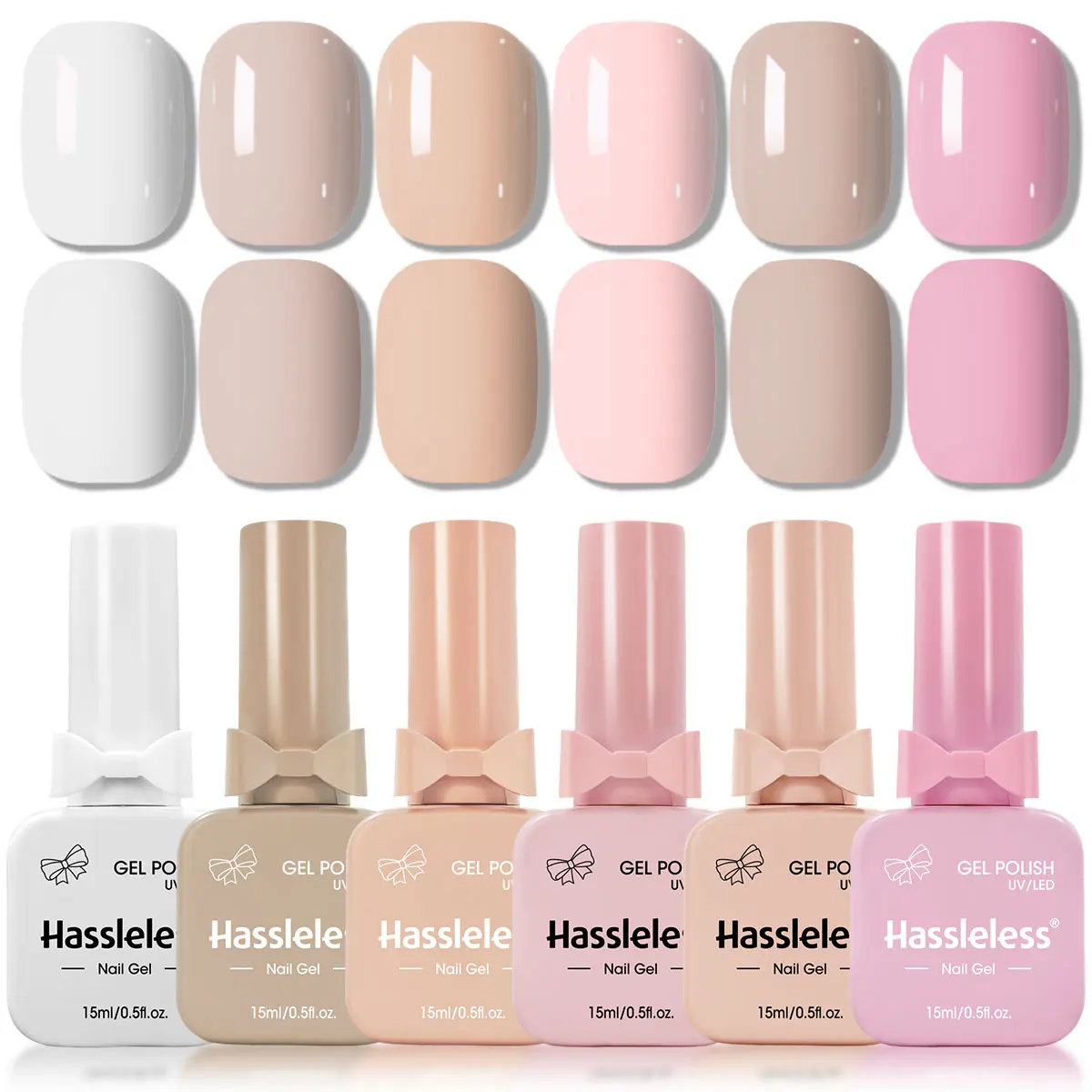 

Hassleless 6-Pack Gel Nail Polish Set, Suitable for Semi-Permanent Nails, Removable LED Gel Nail Polish
