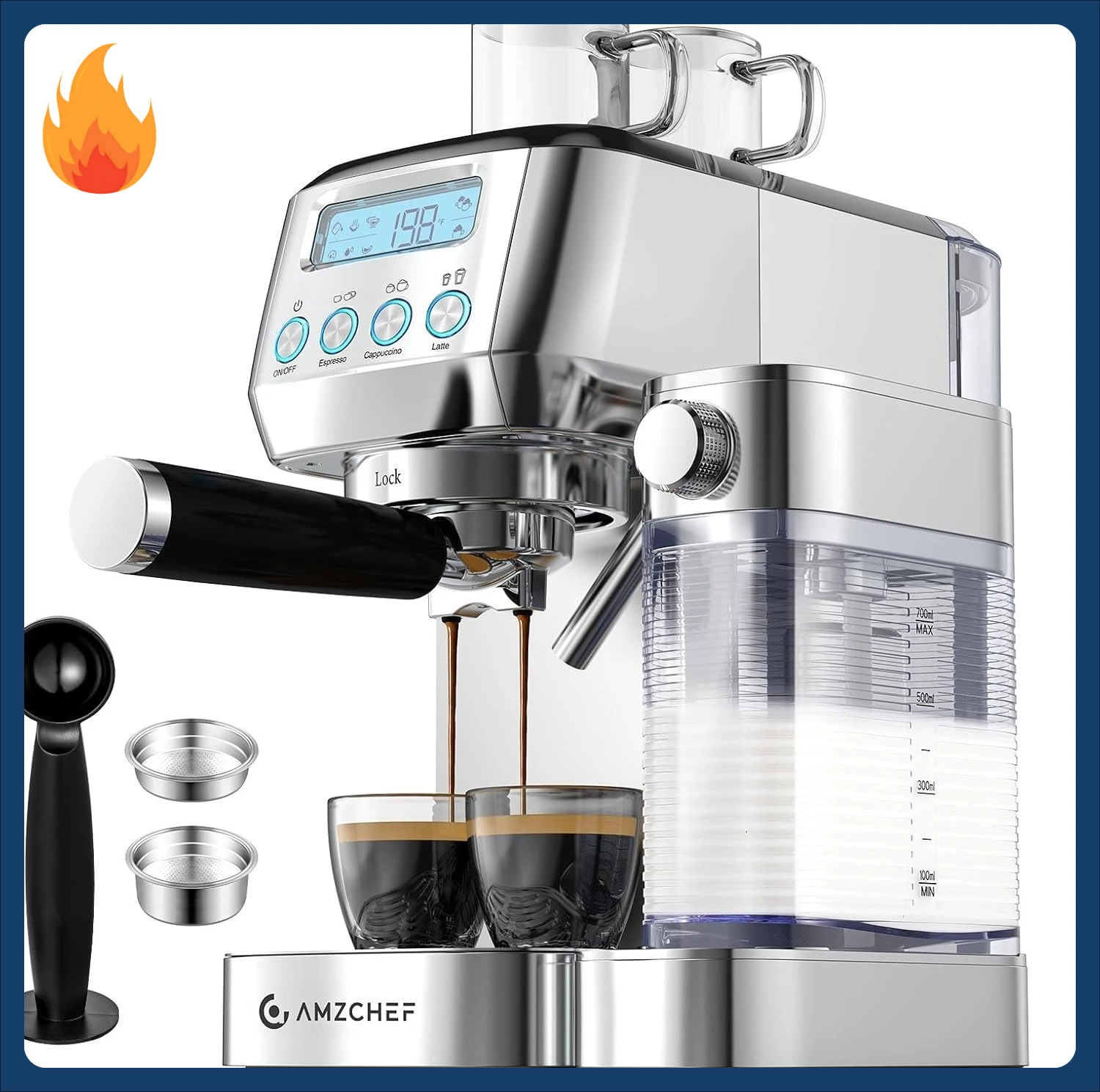 

[Скидка на цена! ] Эспрессо-машина с ЖК-дисплеем, 20-барные машины для капучино с автоматическим вспенивателем молока для домашних подарков, латте