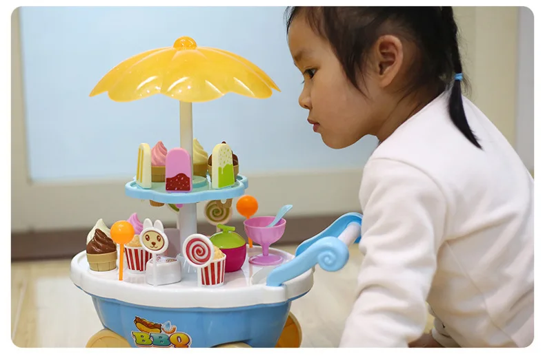 New Ice Cream Candy Trolley House Play Toys Candy Car Ice Cream Candy Cart House Brain Game Kids Toys Children\'s Gift Toys Set