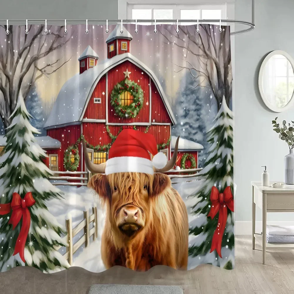 GAEFunny فلامنغو عيد الميلاد دش الستار الشتاء الغابات الأرز ندفة الثلج طبيعة مشهد الثلوج السنة الجديدة عيد الميلاد الحمام ديكور مع H