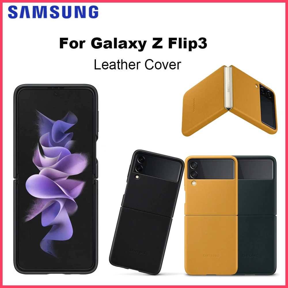 

Original Samsung Leather Cover Smartphone Cover for Galaxy Z Flip3 5G Genuine Leather Protective Case EF-VF711