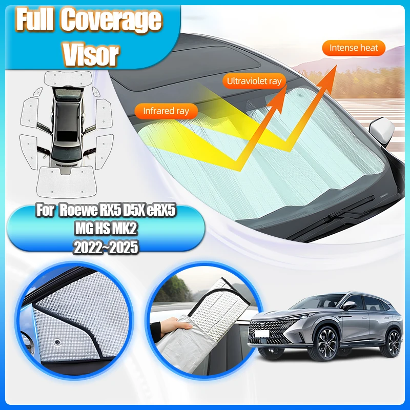 

For Roewe RX5 MK3 D5X Accessories MG HS MK2 2022 2023 2024 2025 Window Sun Visors Sunshades Windshield Anti-UV Car Accessories