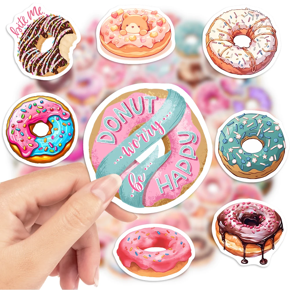 Cute Cartoon Donut Stickers Sweet Dessert DIY Toys Gift Decorative Decal for Journal Laptops Phonecase Bottle Luggage Waterproof