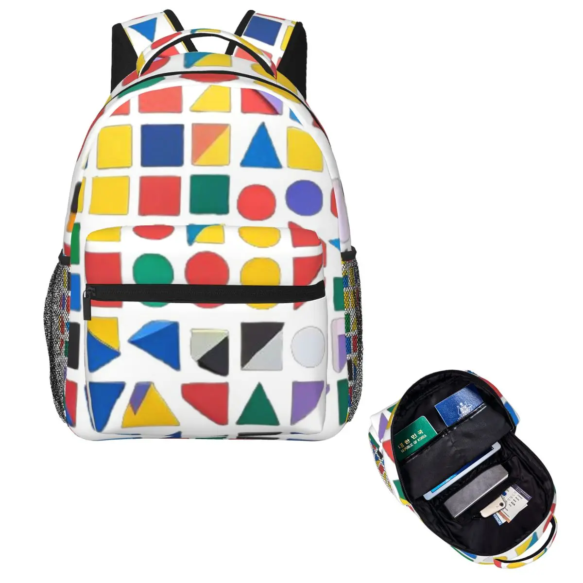 

Geometric Shapes Of Various Colors Student Backpack School Bag Hiking Travel Daypack Boys Girls Fashion Bookbag Shoulder Bags