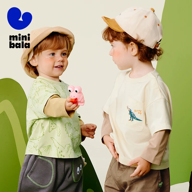

Mini Bala Boys Long Sleeve T-Shirt 2025 New Autumn Antibacterial Moisture Wicking Quick Dry Two-Layer Style Top