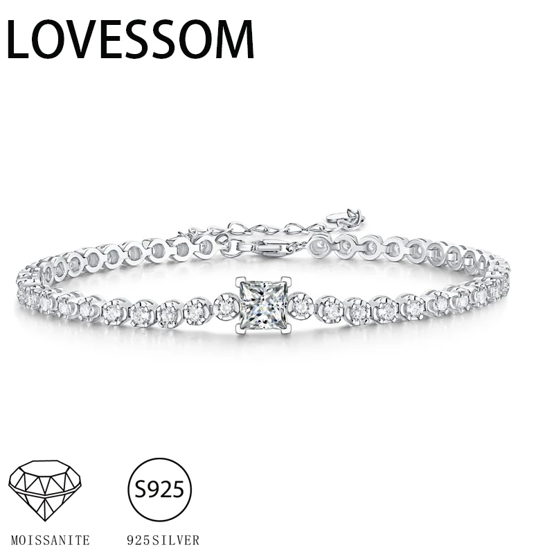 925 Sterling Silver 1 Carat Moissanite Adjustable Tennis Bracelet Women's Mom Grandma Holiday Birthday Wedding Anniversary