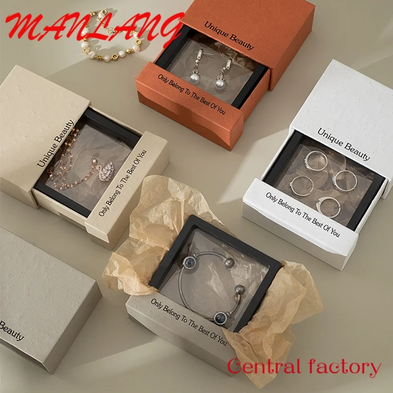 Custom Print Luxury Paper Cardboard Necklace Bracelet Jewelry Packaging Anti-oxidation Suspension Drawer Gift Boxes