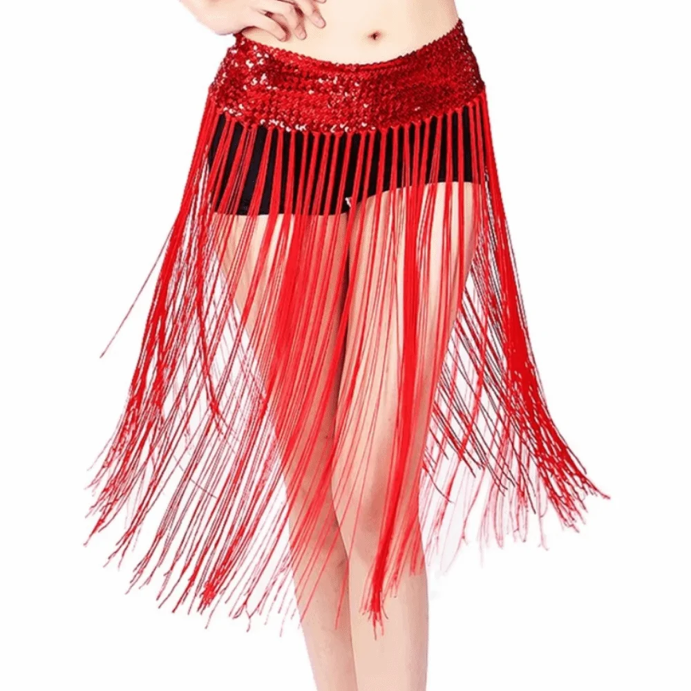 

Креативный пояс для танца живота, длинная кисточка, блестящие блестки, поясная цепочка, юбка, классический хип-шарф, юбка, женский аксессуар