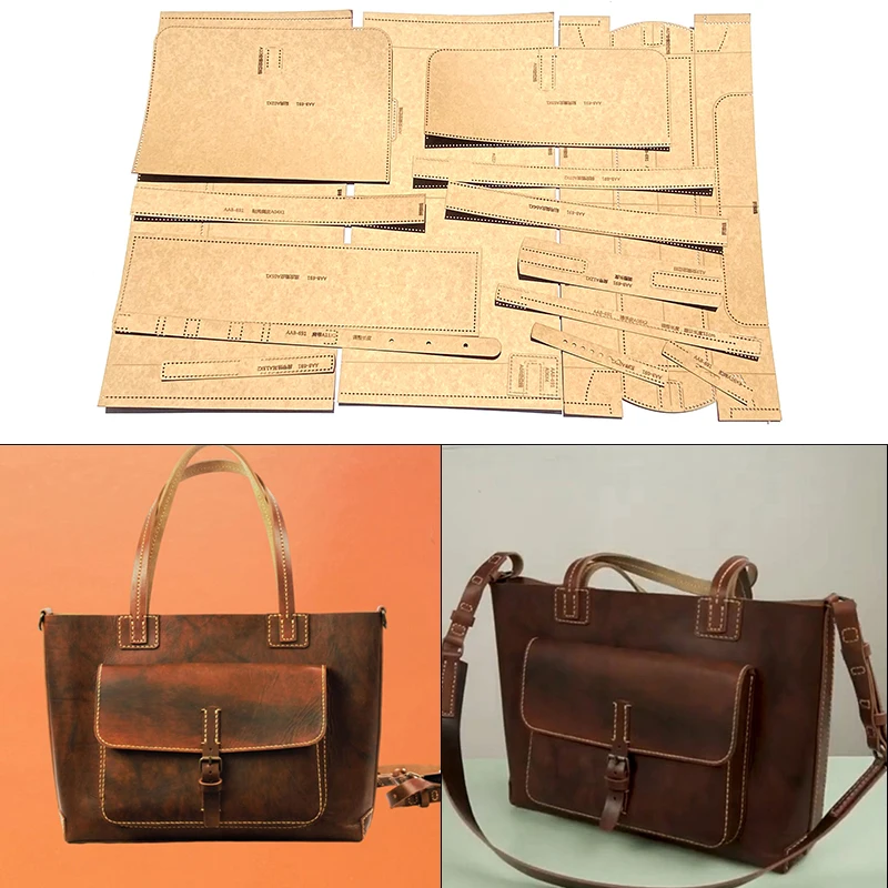 1Set DIY Unisex Tote Bag kraft Paper Sewing Pattern Shoulder Bag Make Template DIY Leathercrafts Cut Template 38x29x12cm