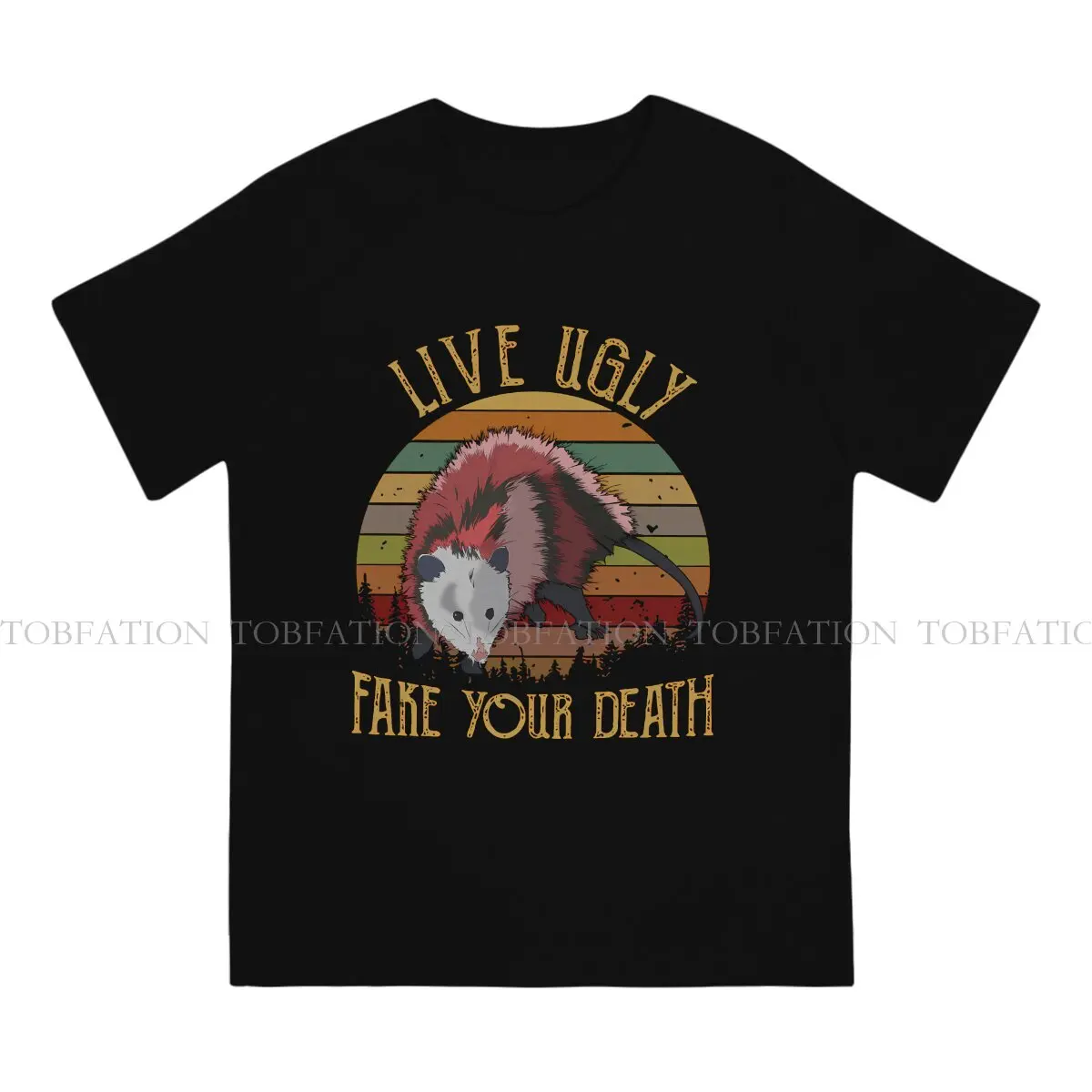 Live Ugly Fake Your Death Vintage Style TShirt Opossum Opossums Comfortable New Design Graphic  T Shirt Stuff Hot Sale