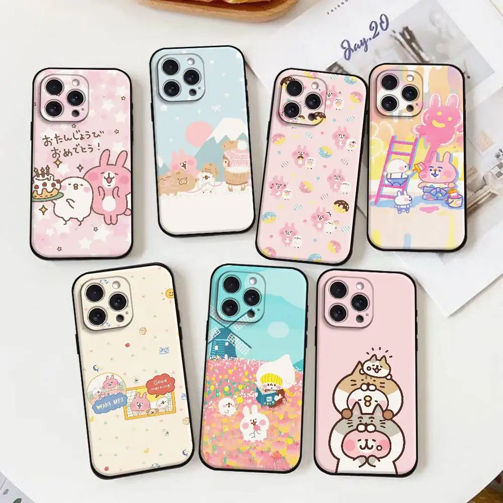 K-Kanahei Pink Bunny Phone Case For IPhone 17 16 15 14 13 12 11 X XR XS Plus Pro Max Mini Soft Black Cover