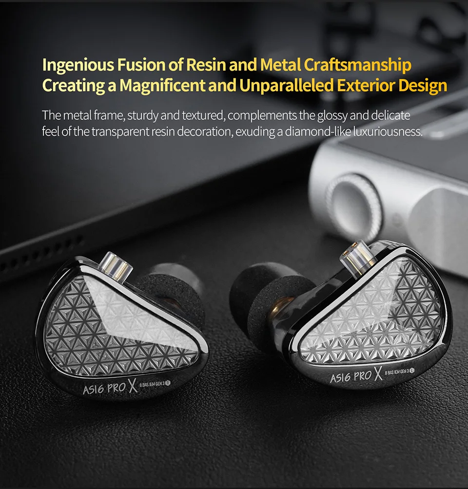 KZ AS16 Pro X In-Ear-Kopfhörer, 8, Balanced Armature Headset, Sport-Spielkopfhörer mit Geräuschunterdrückung und abnehmbarem Audiokabel – Detail 8