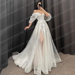 Elegant A Line Wedding Dresses For Women Sexy Off The Shoulder Bridal Gowns Formal Split Appliques Vestidos De Novia Customized