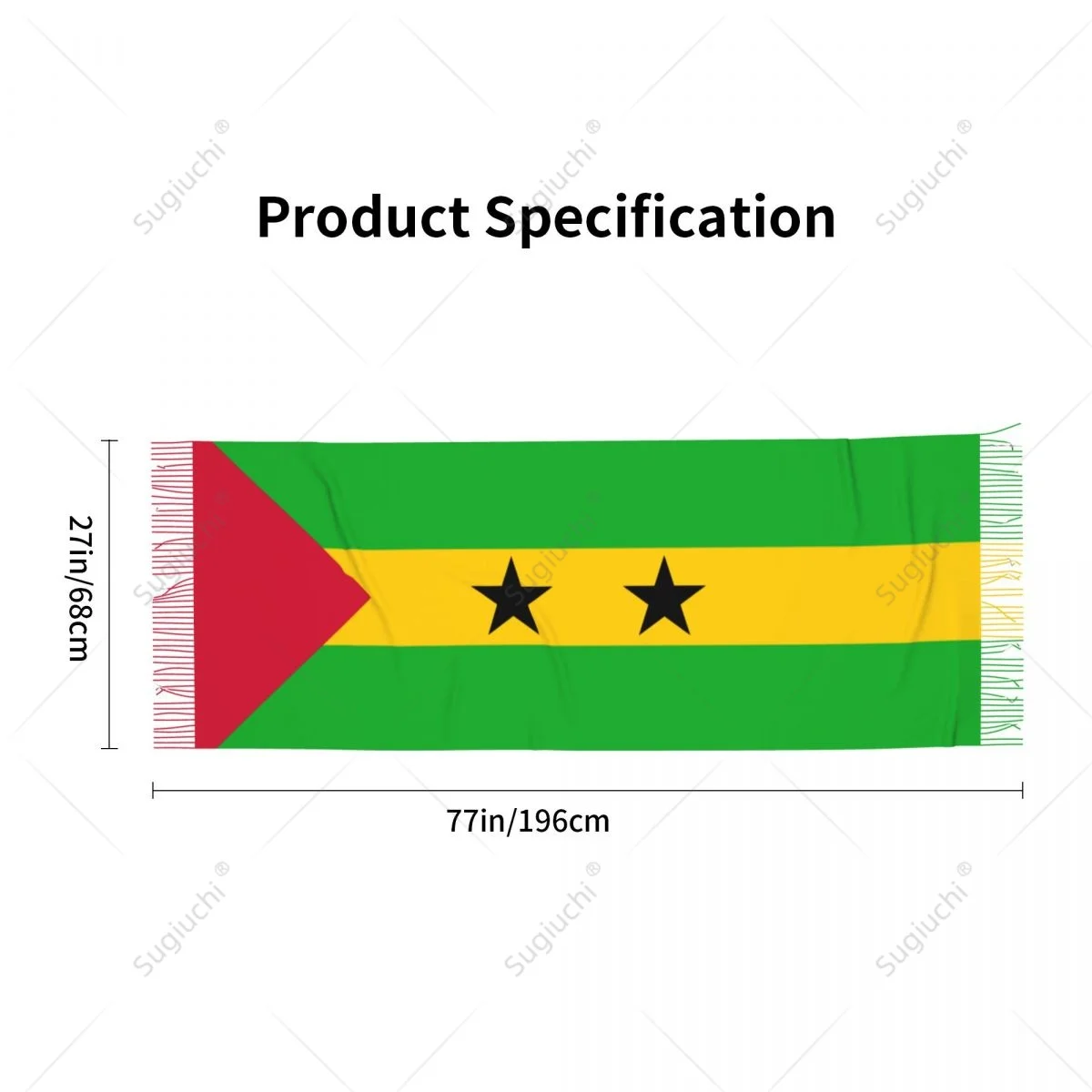 SAO Tome ผ้าพันคอผ้าพันคอผ้าพันคอลายธงชาติ, ผ้าคลุมไหล่ให้ความอบอุ่นสำหรับทั้งชายและหญิงใช้ได้ทั้งชายและหญิง