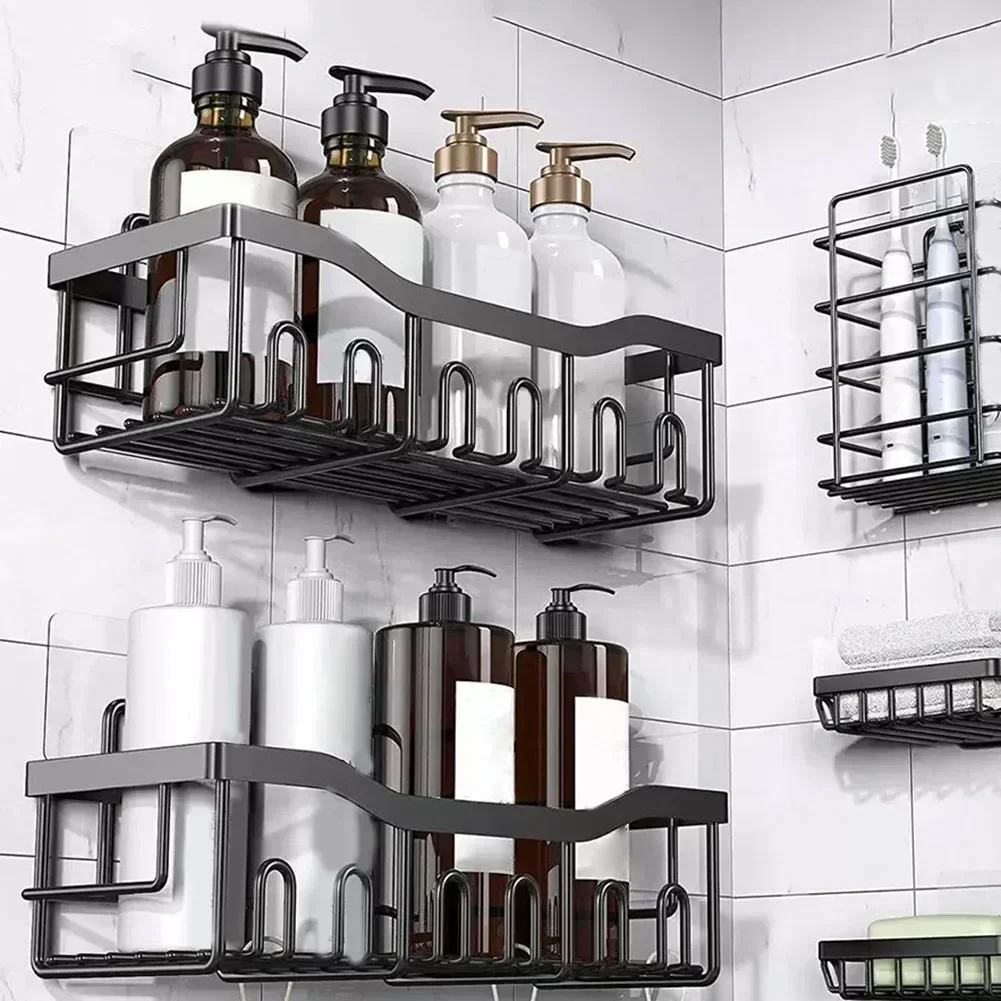 

2 шт. полка для ванной комнаты, простая установка, экономия места, стеклянная полка для ванной комнаты, стильная и прочная, не требует перфорации