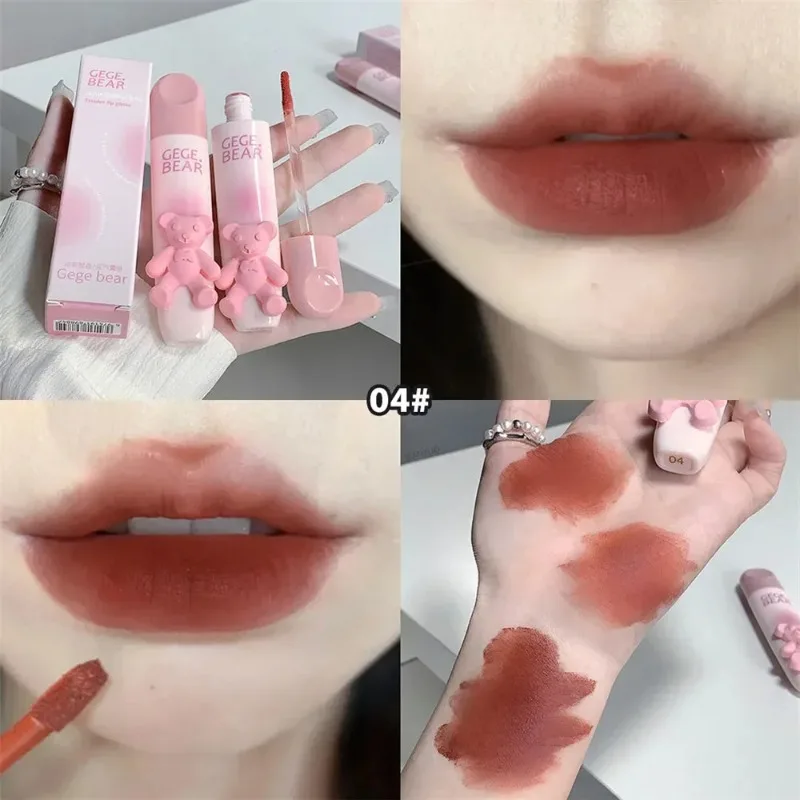 Gegebear Fluwelen Lippenstift Waterdicht Matte Lip Glazuur Langdurige non-stick Cup Kastanje Roodbruin Lip Tint Modder Koreaanse make-up