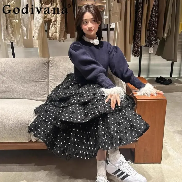 

Autumn Winter New Japanese Style Sweet Elegant Women's Pullover Sweater Round Neck Long Sleeve Commuting Versatile Sweater