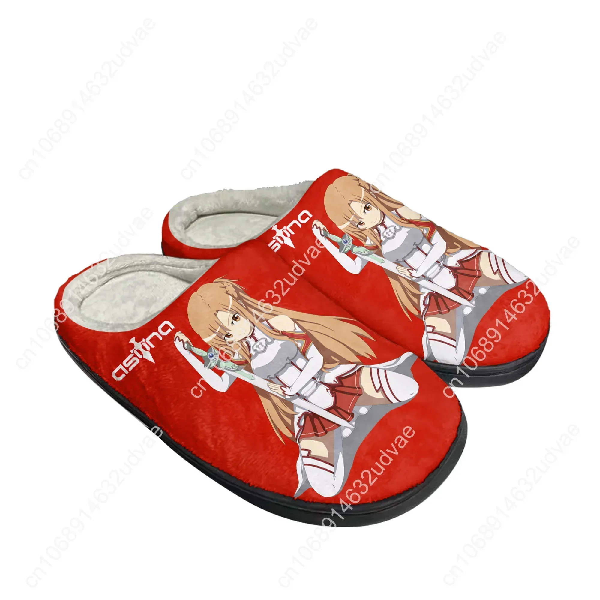 Comics Novel Asuna Sword Art Online Home Cotton Mens Womens Custom Slippers Sandals Plush Casual Keep Warm Shoes Thermal Slipper