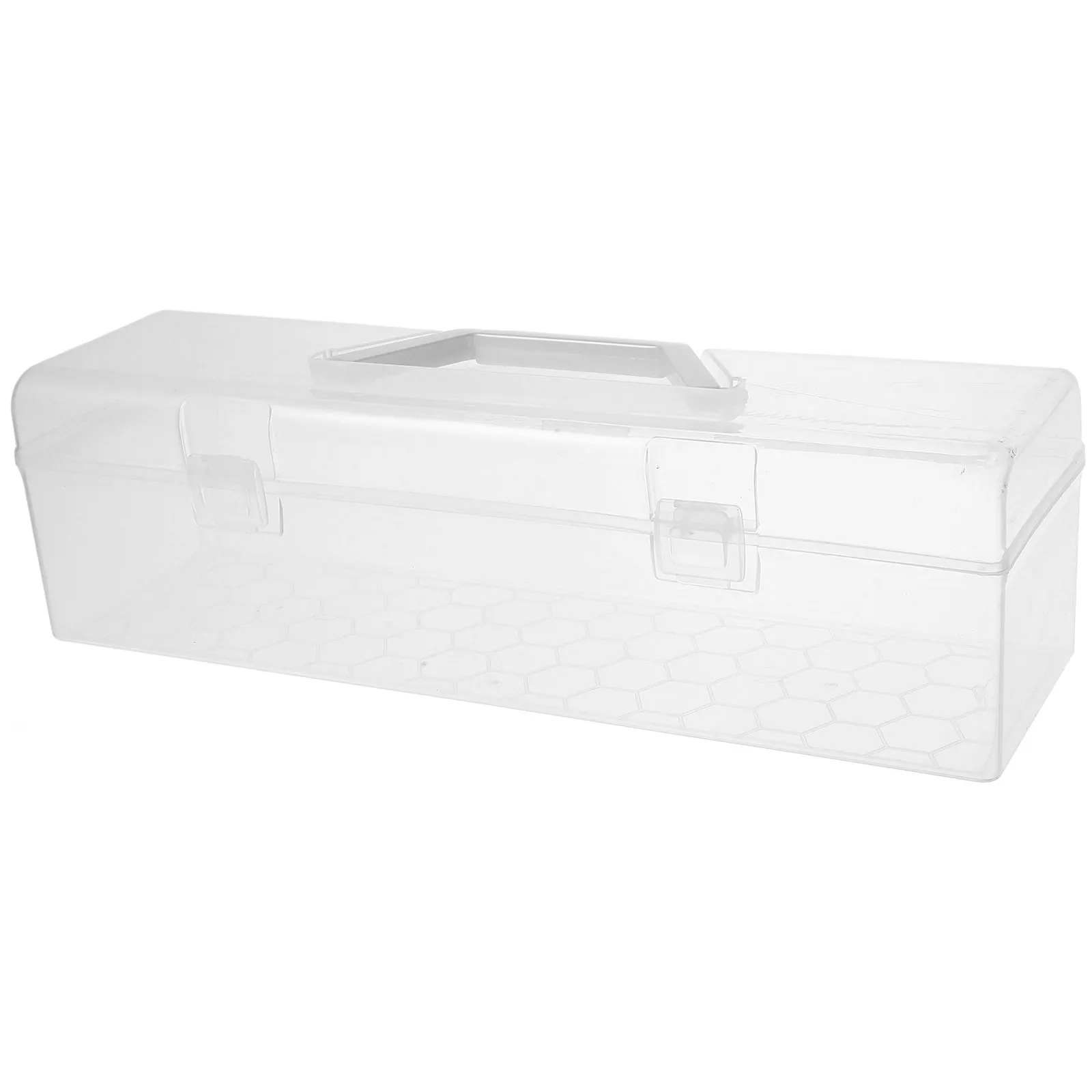Portable Clear Plastic Storage Box Thickened Design Large Capacity Handle Lid for Painting Brush Pencil Craft Organizer School