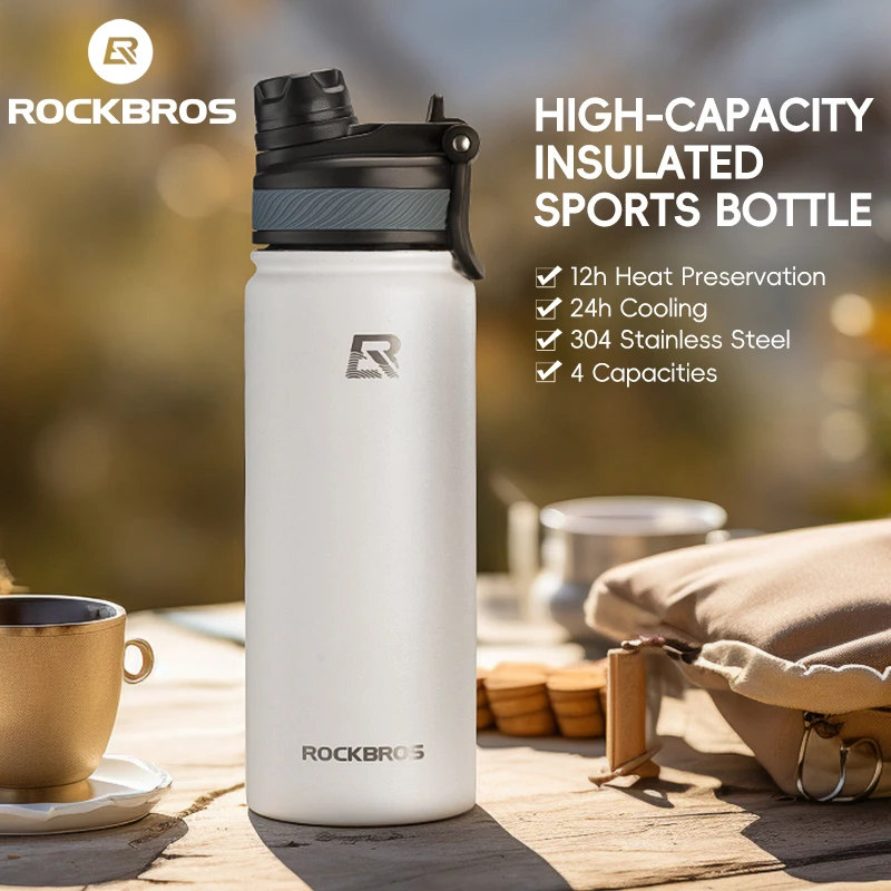 

ROCKBROS Thermos Water Bottle 500ml 1000ml Thermal Cup Non Slip 304 Stainless Steel Cold And Hot Thermo Cup Cycling Hiking Equip