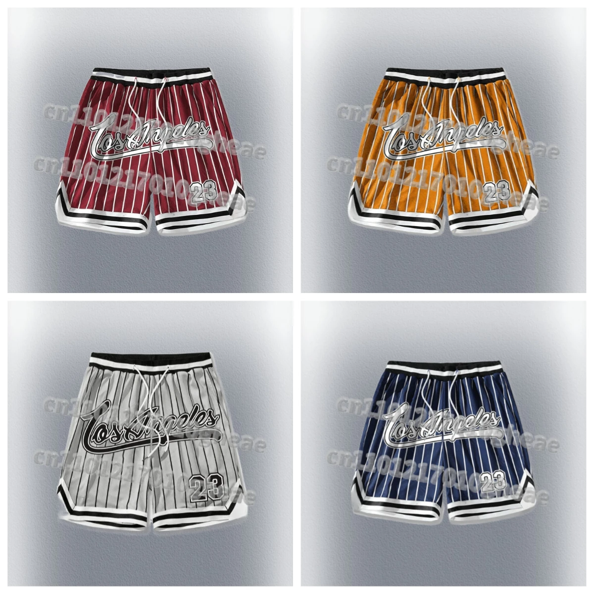 

Los Angeles 23 Men's Loose Shorts Drawstring Quick Dry Striped 3D Print Shorts for Summer Unisex Casual Oversized Sport Shorts