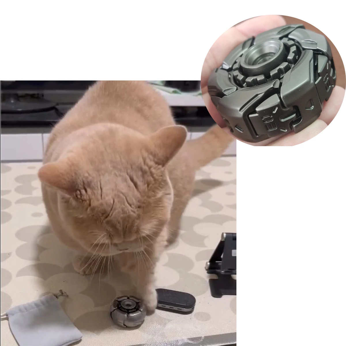 Pet metal gyroscope with long-lasting rotation suitable for cats who like to make trouble pet toy gyroscope