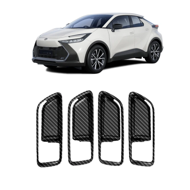 For Toyota CHR C-HR 2024 2025  ABS carbon fiber Inner Door Bowl Panel Inside Handle cap Protector Cover Interior Accessories