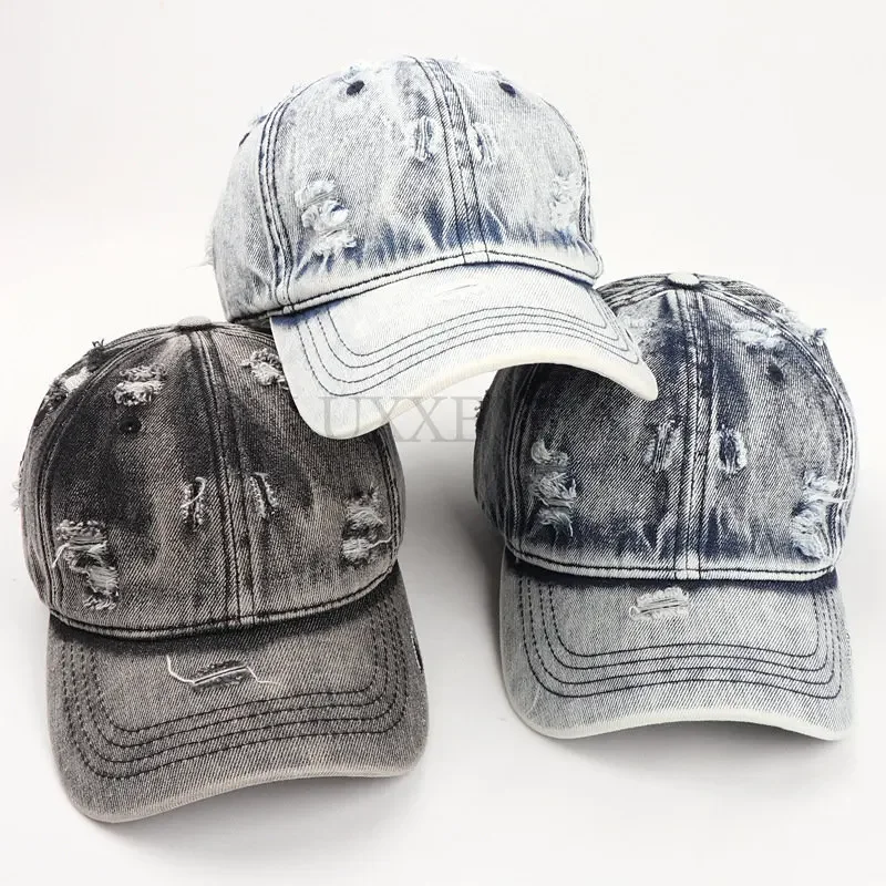 Summer Washed Denim Baseball Cap Women Shabby Retro Sports Leisure Fashion Trend Men Hat Sun Protection Wild Beach Gorra The New