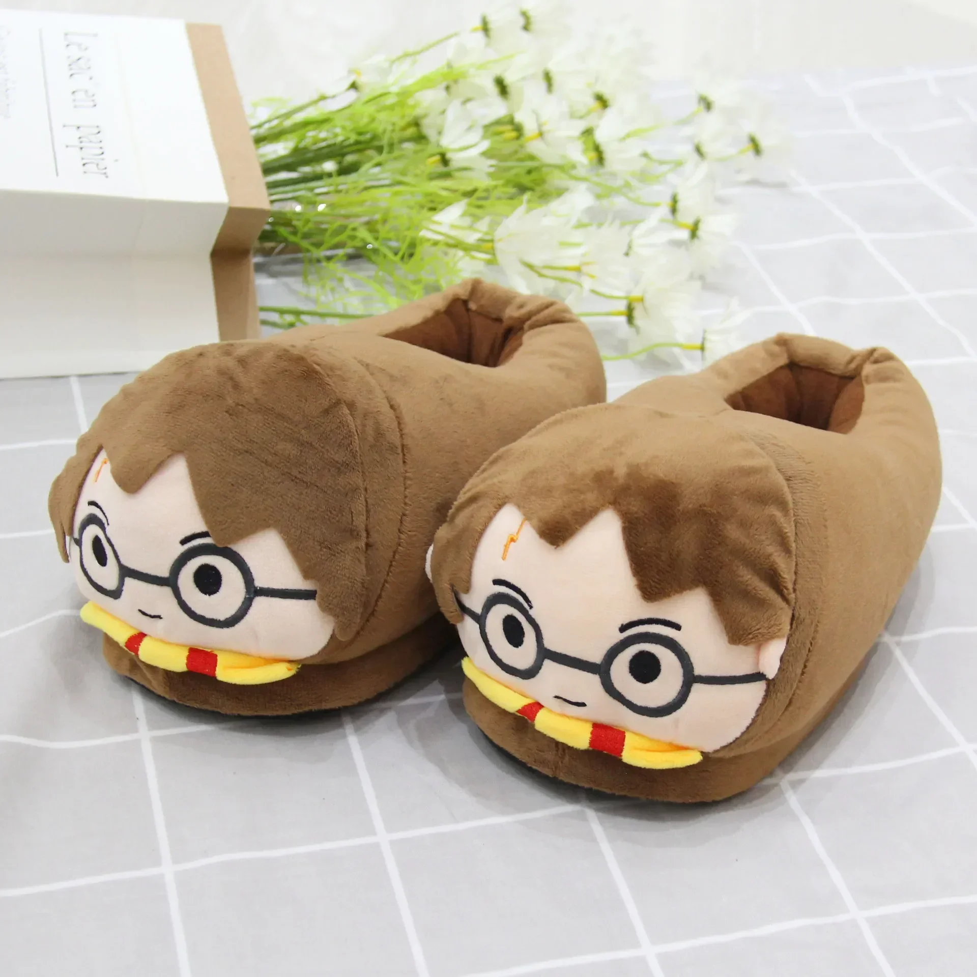 Anime Cute Figure Cotton Slippers Kids Winter Warm Full Pack Slippers Plush Home Cotton Slippers Christmas Decoration Gift