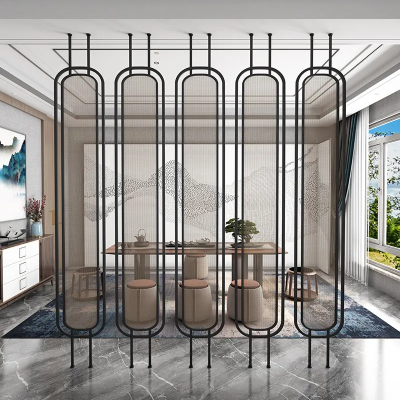 Rattan glass screen partition, living room entry shelter entrance, simple modern wabi-sabi tea room retro decoration 4