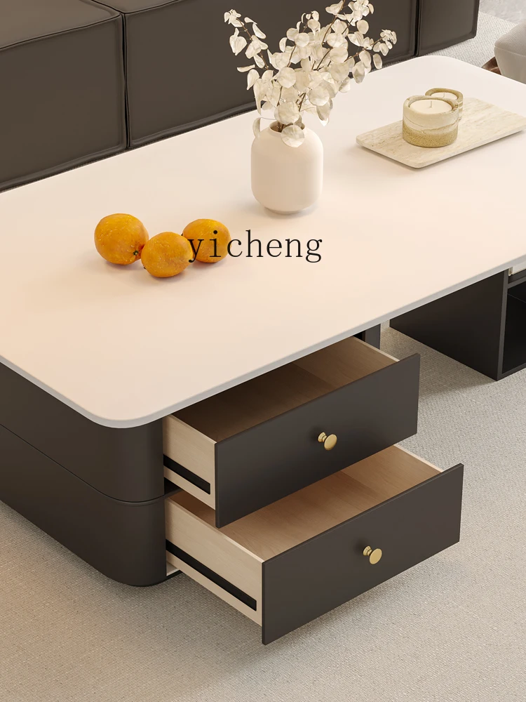 A3-6 Stone Plate Coffee Table Home Small Apartment Minimalist Square Creative Tea Table Light Luxury High Sense
