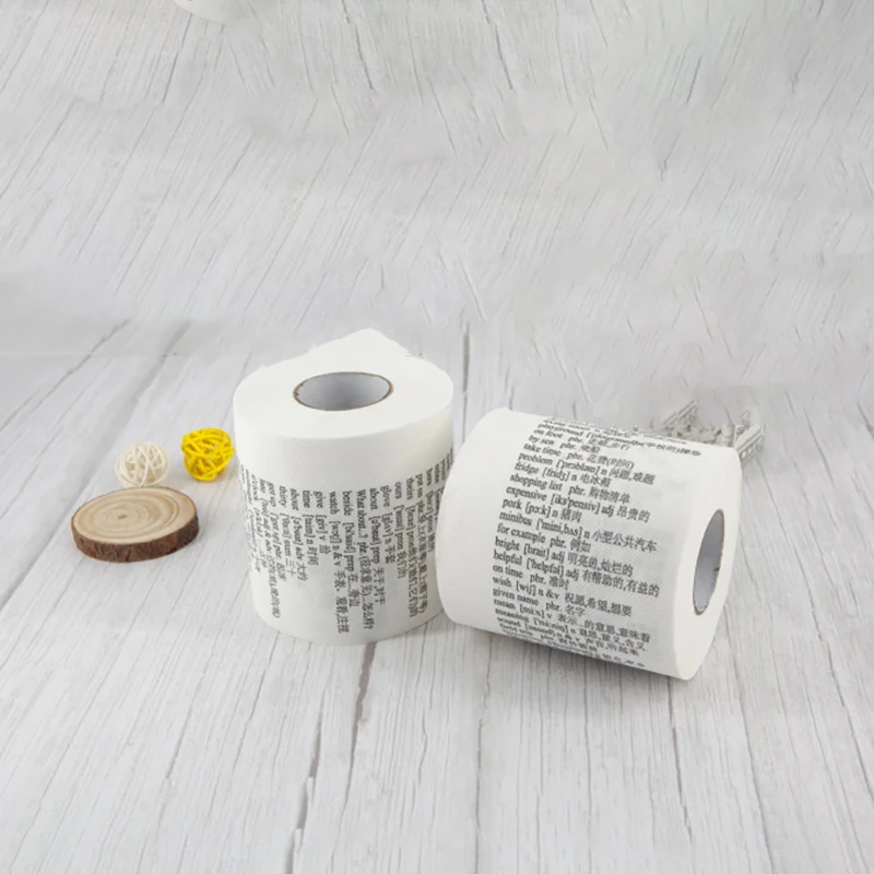 1PC Creative English Words Toilet Paper Roll Paper Towel Tenacity Durable Funny Printed Toilet Paper Bathroom Accessories