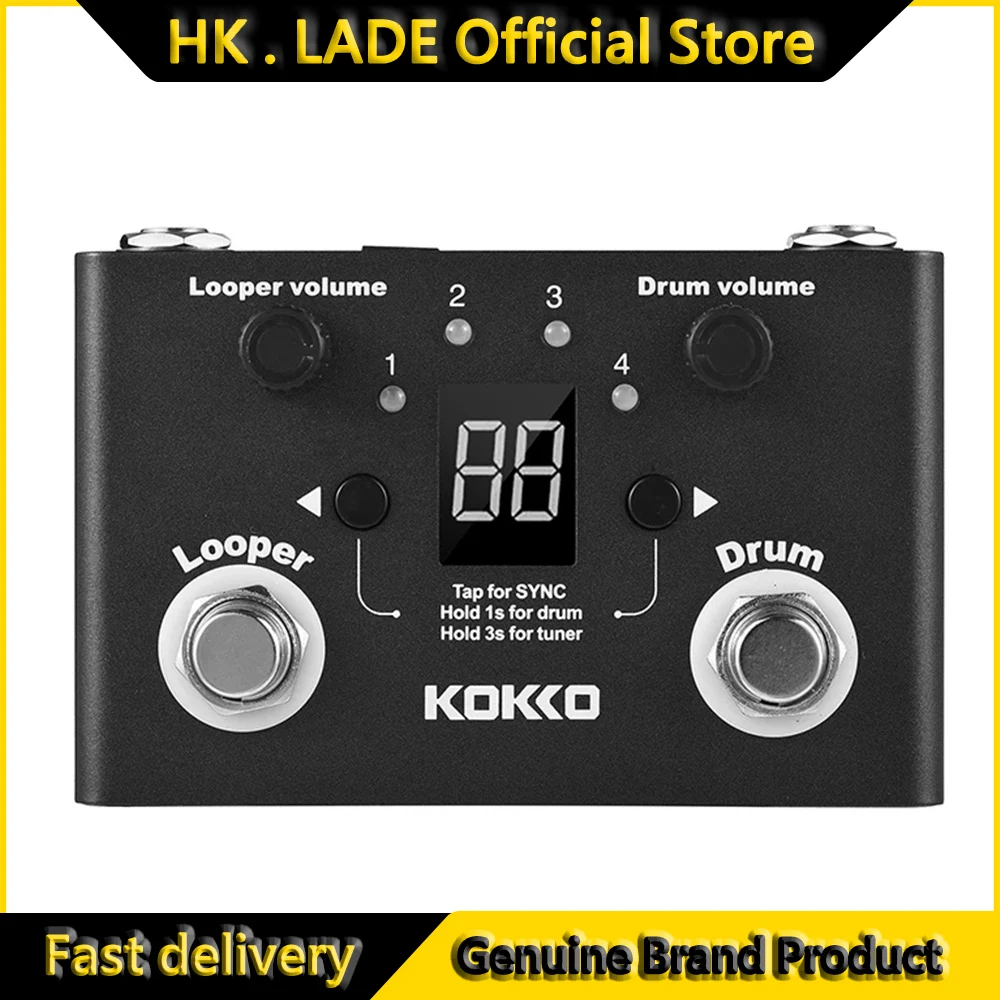 

KOKKO FLD-1 Многофункциональная барабанная машина и педаль эффектов-петлитель Цифровой тюнер BT Page-Turner Компактная педаль для записи фраз и контура