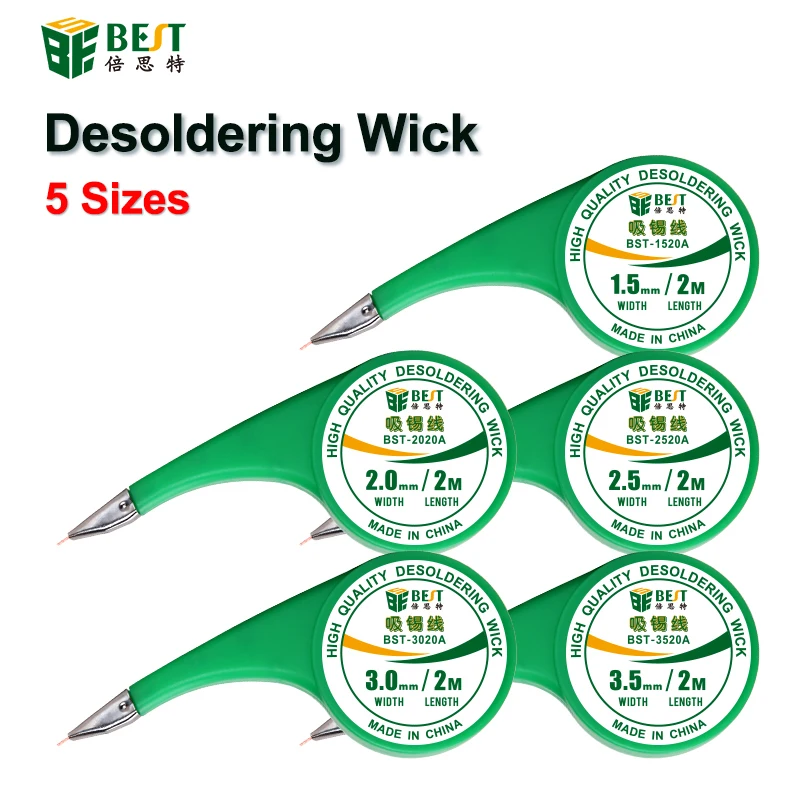 1Piece Desoldering Braid Welding Solder Remover Wick Wire 1.5mm/2mm/2.5mm/3mm/3.5mm Width 2.0M Length BGA Soldering Repair Tool